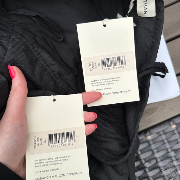 Mara Hoffman Valeria Off Shoulder Midi-Dress Black Structural Floral Accent Sz 0 - Picture 3 of 10